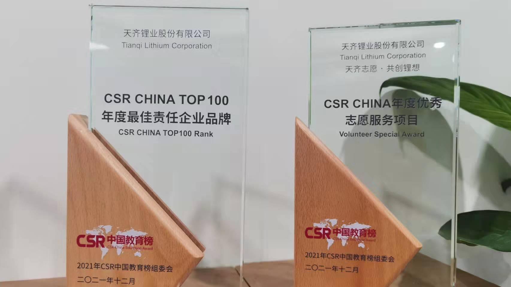 豪门国际官网锂业近期荣获多项社会责任有关奖项